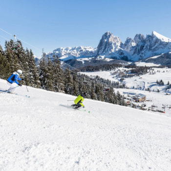 Meist schönes Wetter auf den Skipisten in den Dolomiten